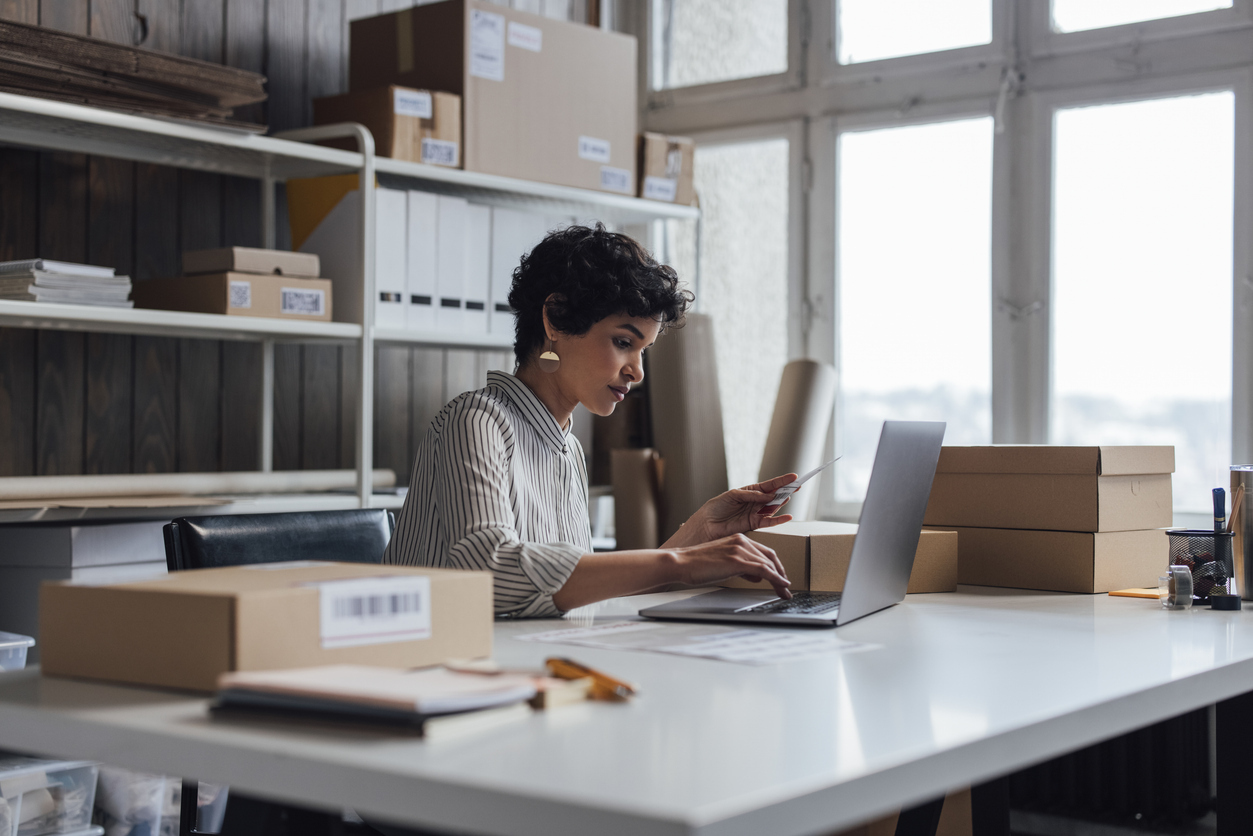 A woman at her desk